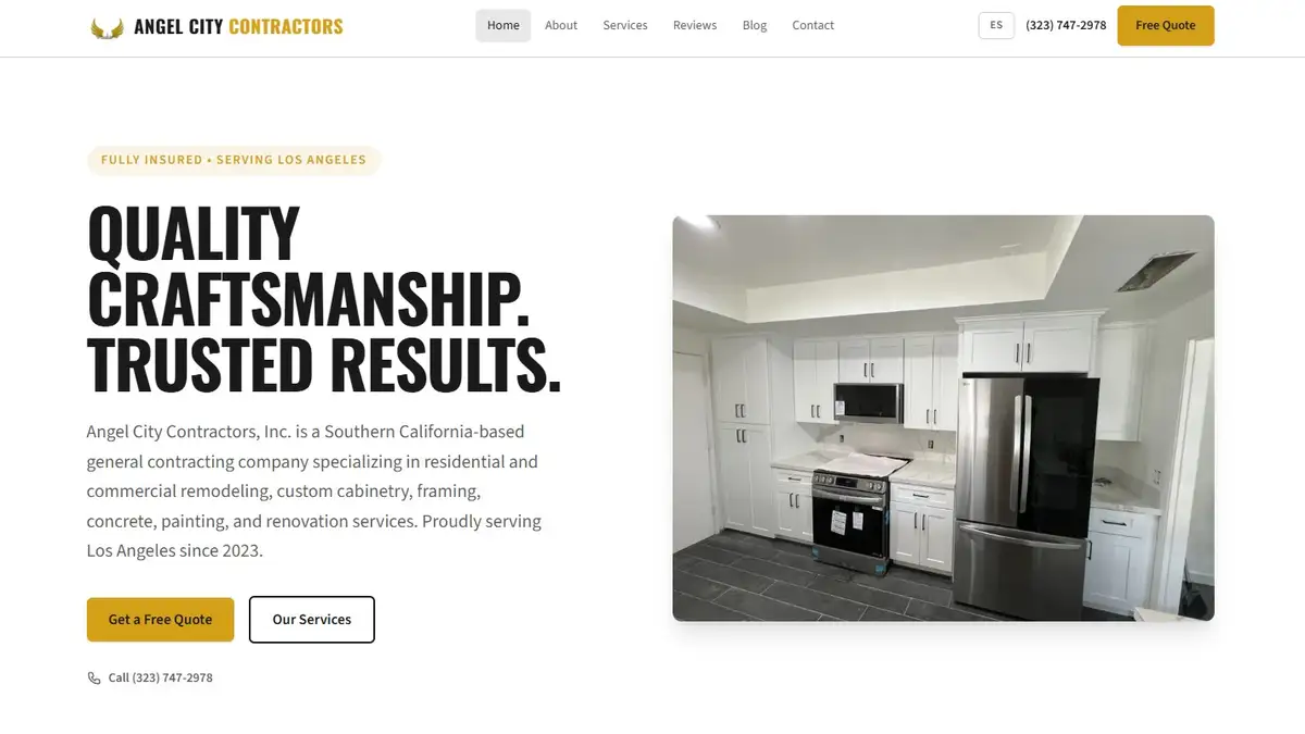 Angel City Contractors website